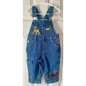 Rare Vtg. 90s Disney Lion King Simba Timon Pumba Denim Blue Jean Overalls 18M